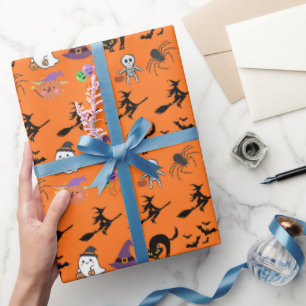 Papel de embrulho com padrão fofo de Halloween