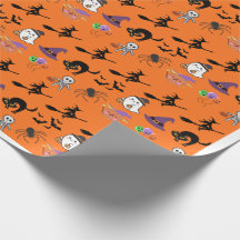 Papel de embrulho com padrão fofo de Halloween