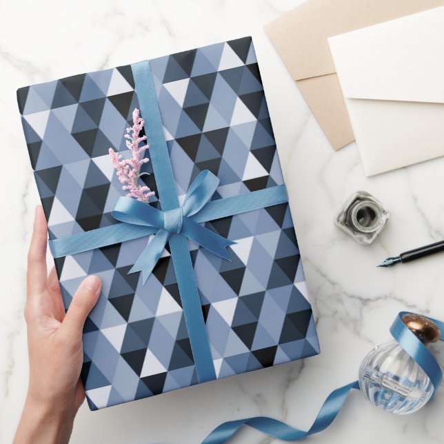 Papel de embrulho com padrão geométrico azul (Presentear)