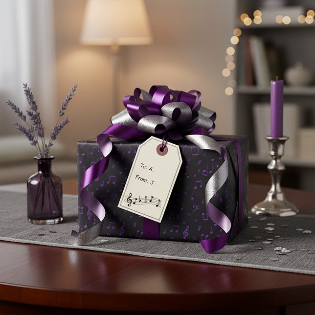 Papel de embrulho com padrão musical roxo (Criador carregado)