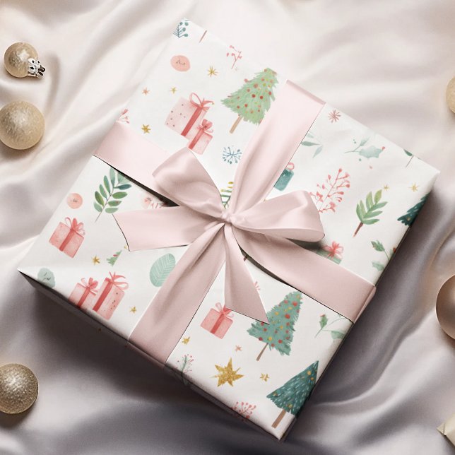Papel de embrulho com padrão natalino pastel capri (Criador carregado)