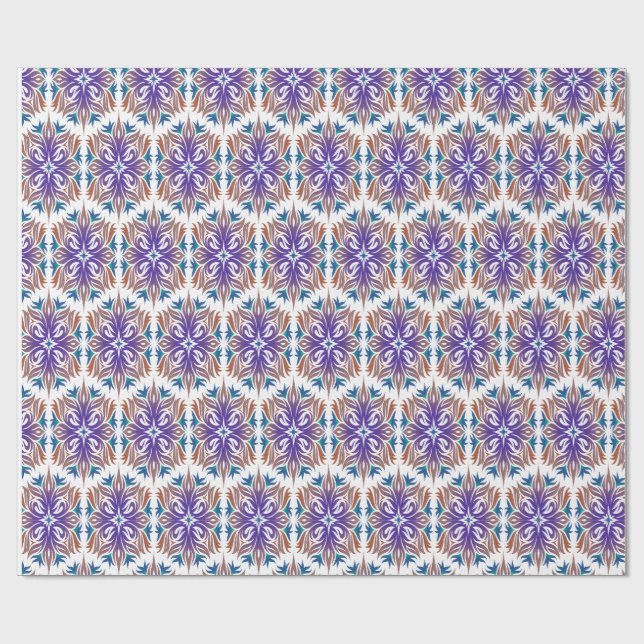 Papel de embrulho com padrão ornamental roxo e dou (Aberto)