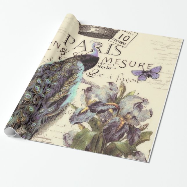 Papel de embrulho com pavão Royal Paris (Desenrolado)