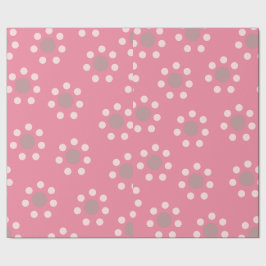 Papel de embrulho com ponto de flor rosa