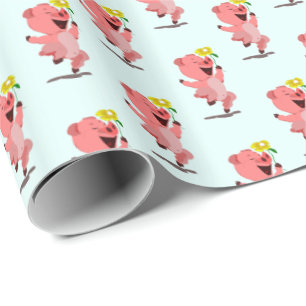 Papel de Embrulho com Porco Feliz