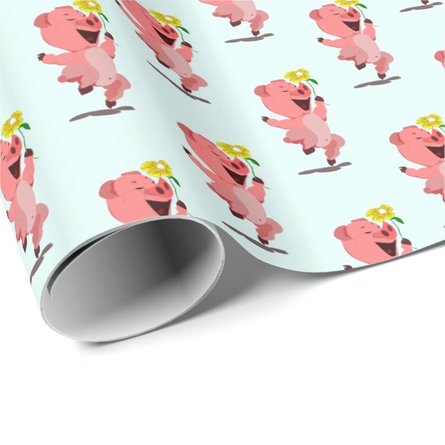 Papel de Embrulho com Porco Feliz (Ponta do rolo)