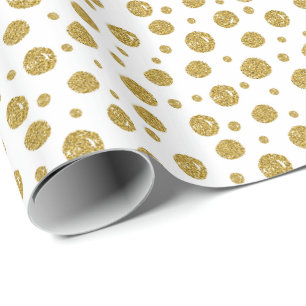 Papel de embrulho com purpurina dourada bolinhas