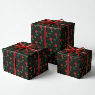 Papel de embrulho com rosa desenhada à mão elegant