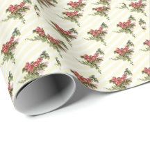 Papel de embrulho com rosas da primavera em listra