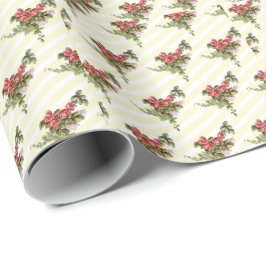 Papel de embrulho com rosas da primavera em listra