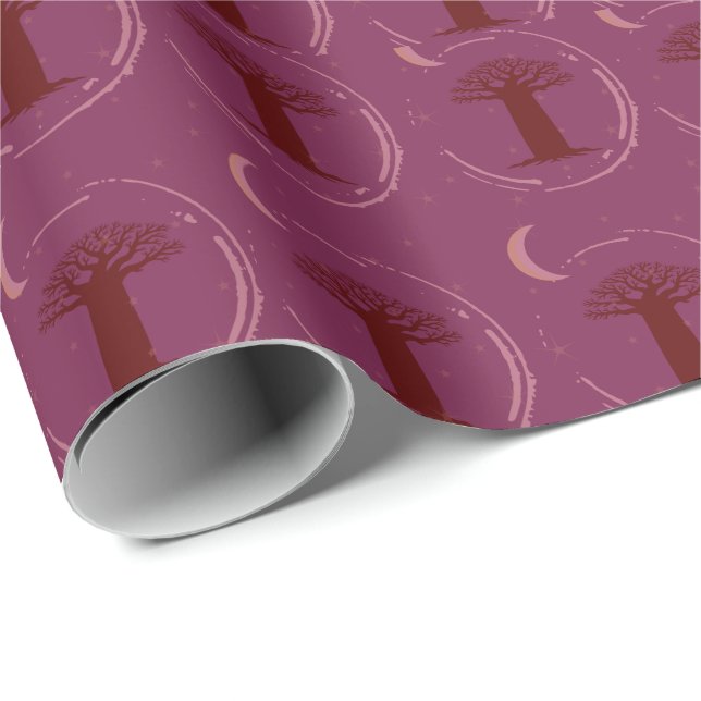 Papel de embrulho com silhueta de árvore Baobá Mar (Ponta do rolo)