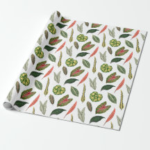 Papel de embrulho com tema de folha de planta vint