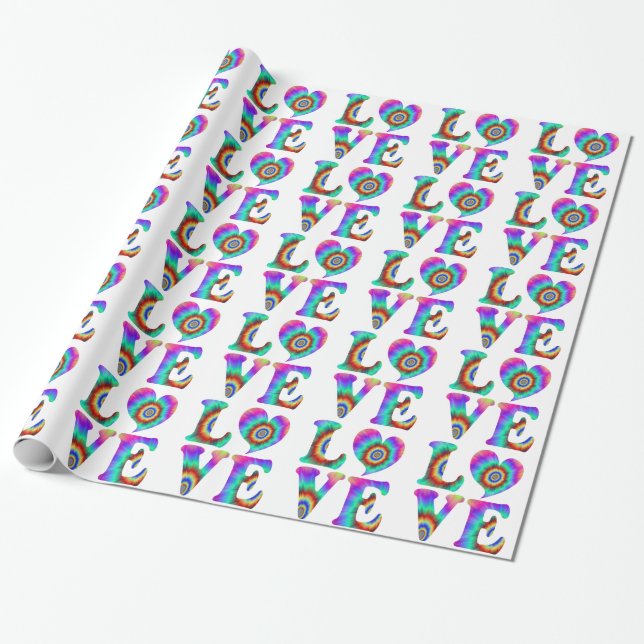 Papel de embrulho com Tie Dyed de amor (Desenrolado)