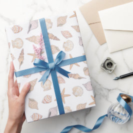 Papel de embrulho conchas, papel de presente coste