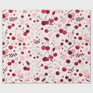 Papel de embrulho contínuo Cherry Pink Y2K | Aesth