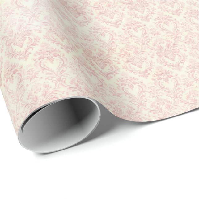 Papel de Embrulho Coquete Rosa Vintage (Ponta do rolo)