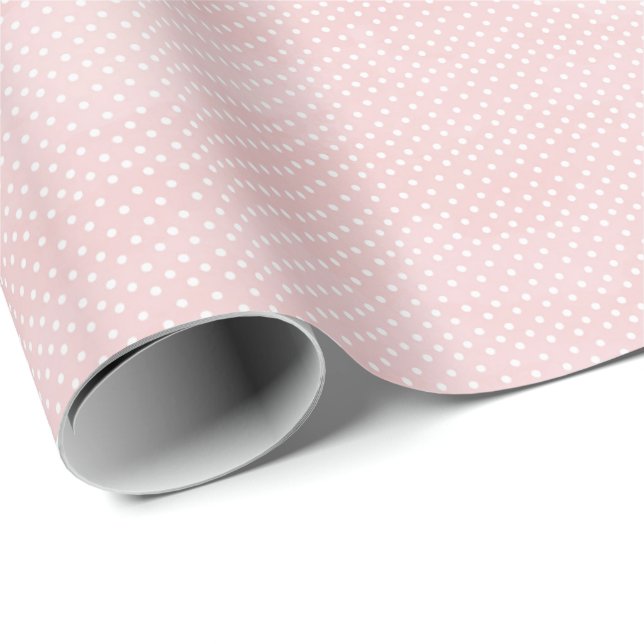 Papel de embrulho Coquette com bolinhas rosa vinta (Ponta do rolo)