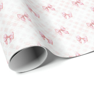Papel de Embrulho Coquette com Laço Rosa Vintage