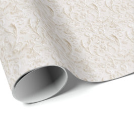 Papel de embrulho Coquette de Damasco Branco Vinta