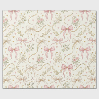 Papel de embrulho Coquette Pink Bow & Vintage Bota