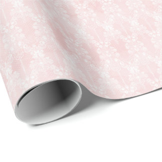 Papel de embrulho Coquette rosa vintage em renda