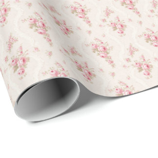 Papel de Embrulho Coquette Rosas Rosa Vintage
