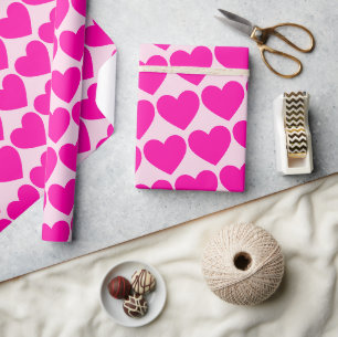 Papel de embrulho cor-de-rosa com corações Pastel
