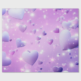 Papel de Embrulho Coração Brilho Roxo
