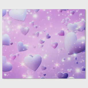 Papel de Embrulho Coração Brilho Roxo
