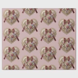 Papel de embrulho Coração de Renda Rosa Vitoriana