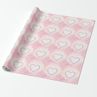 Papel de Embrulho Coração em Aquarela Rosa Suave