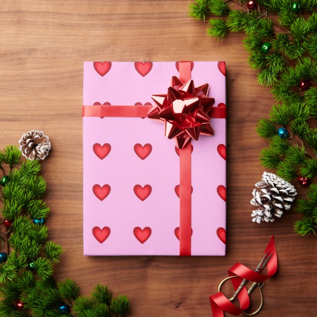 Papel de embrulho Coração Vermelho Fofo (Presente de Natal)