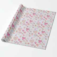 Papel de embrulho Coraçãozinho de amor mini rosa