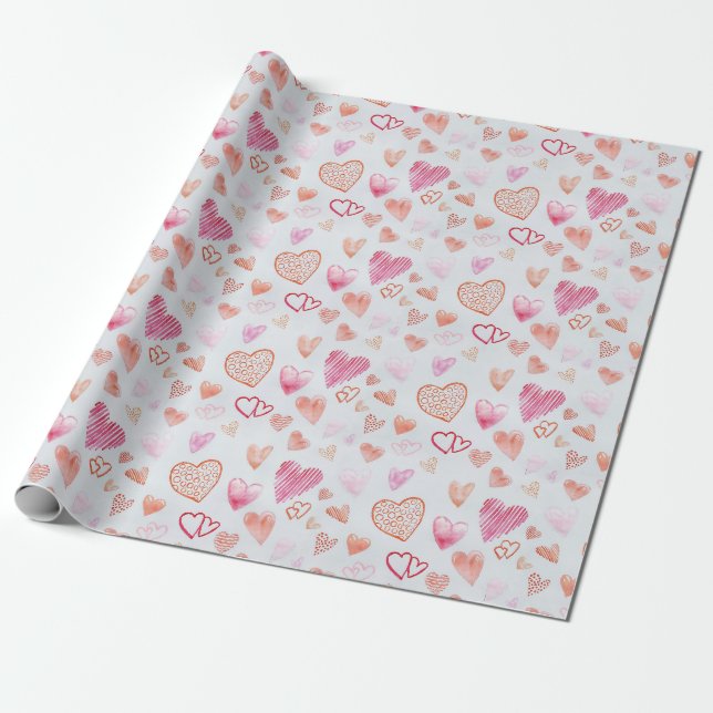 Papel de embrulho Coraçãozinho de amor mini rosa (Desenrolado)