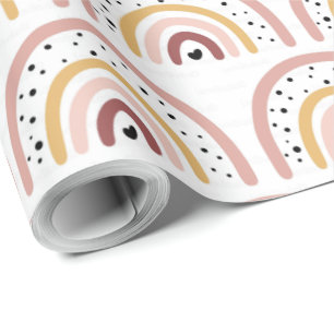 Papel de embrulho - Corações Arco-íris + Pontos Po