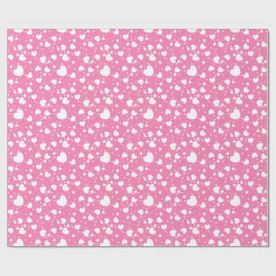 Papel de embrulho Corações Rosa e Branco 