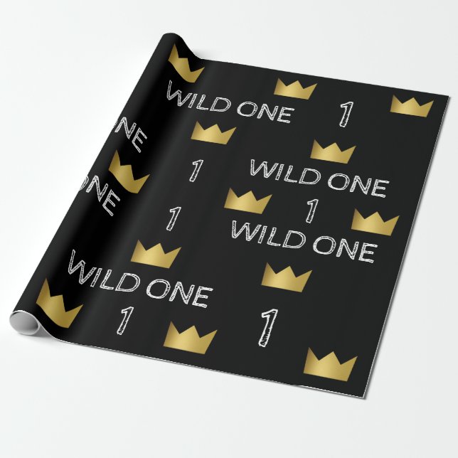 Papel de embrulho Coroa de Ouro para Primeiro Aniv (Desenrolado)