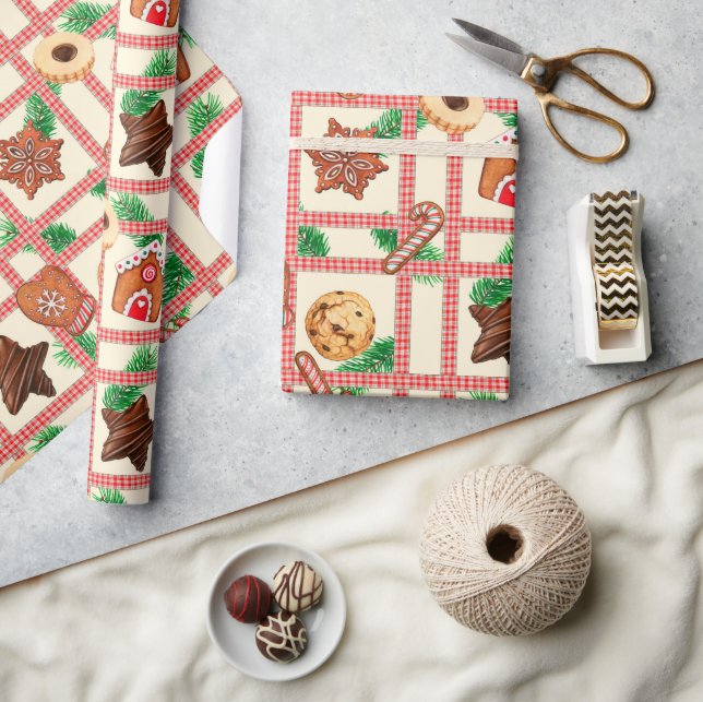 Papel de embrulho Country Christmas Gingham & Cook (Artesanato)