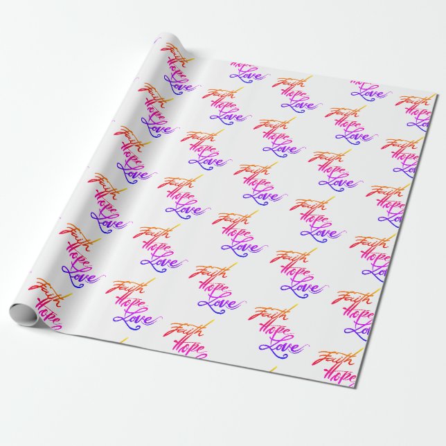 Papel de Embrulho Cristão Fé Esperança Amor Modern (Desenrolado)