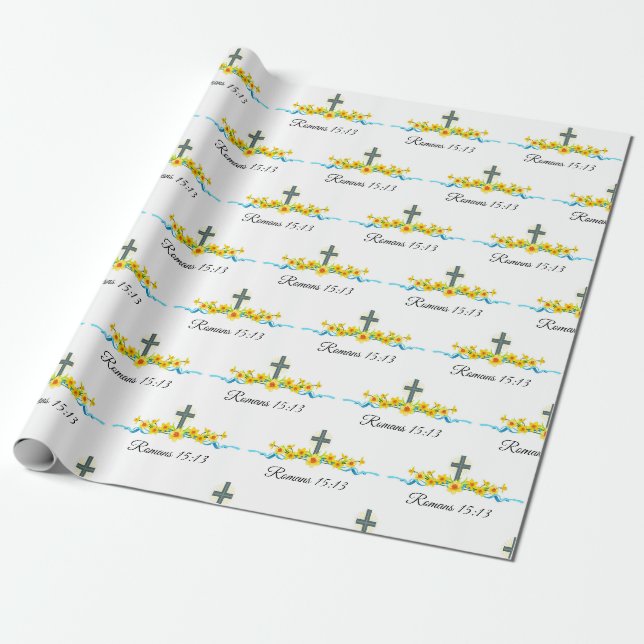 Papel de embrulho cristão Sunflower & Cross (Desenrolado)