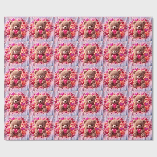 Papel de embrulho Cute Shiny Teddy Love 🧸💖 (Aberto)