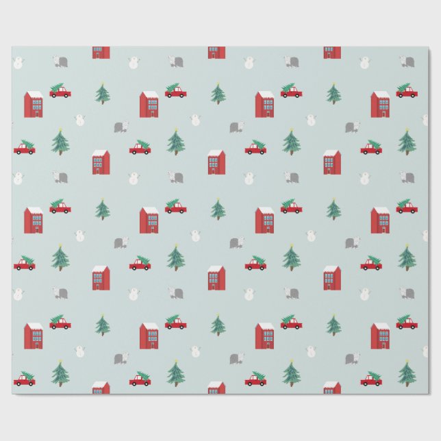 Papel de embrulho da Aldeia de Inverno - Presente  (Aberto)