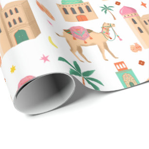 Papel de embrulho da caravana do camelo errante