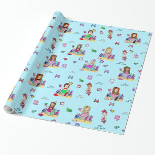 Papel de embrulho da sereia e da menina das