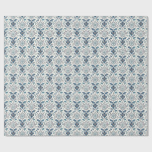 Papel de embrulho Damasco Azul de Inverno