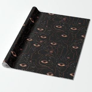 Papel de embrulho Dark Botanical Faces