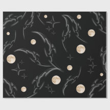 Papel de embrulho Dark Gothic Moon & Stars 