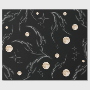 Papel de embrulho Dark Gothic Moon & Stars