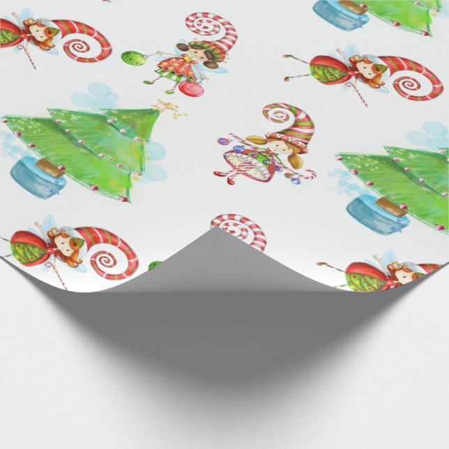 Papel de embrulho das árvores & das fadas de Natal (Ponta)