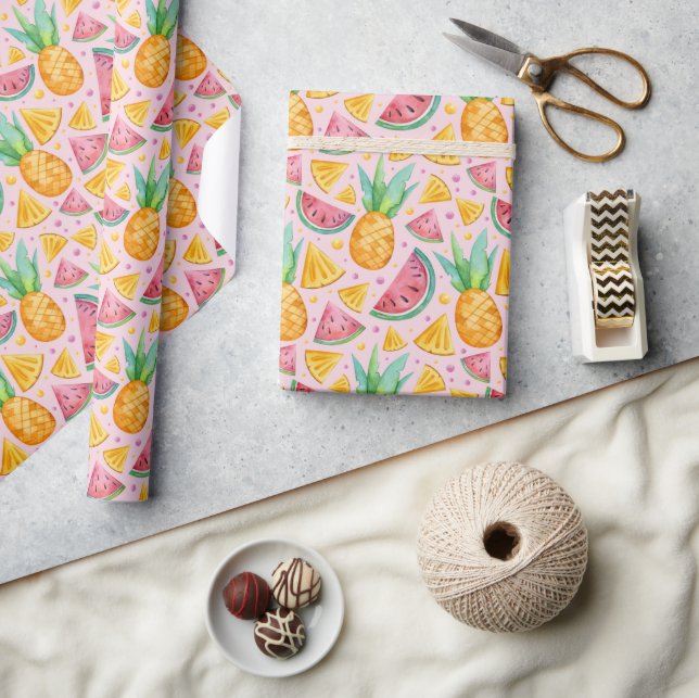 Papel de embrulho de abacaxi de fruta tropical mel (Artesanato)